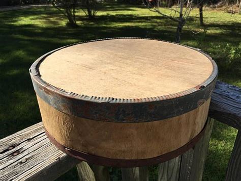 Vintage Wooden Cheese Box With Metal Banding 